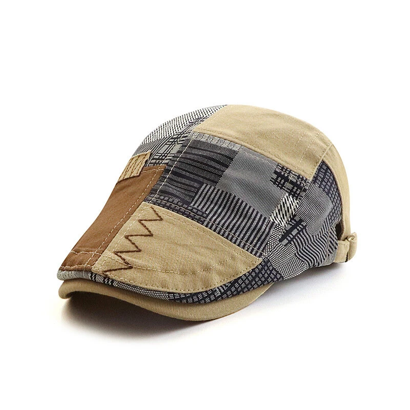 Collrown Men Berets Retro Patchwork Plaid hat Men's Flat Cap England Newsboy Cap Classic Peaked Painter Caps for Spring Summer Autumn Winter (image for) Collrown Men Berets Retro Patchwork Plaid hat Men's Flat Cap England Newsboy Cap Classic Peaked Painter Caps for Spring Summer Autumn Winter